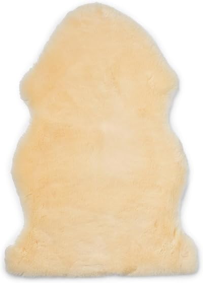 Nordic Sheep Baby Sheepskin Rug 80x60 cm | Natural Yellow Soft Cover