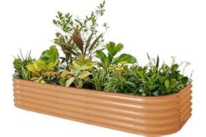 Vego garden Raised Garden Bed Kit, 17" Tall 10 in 1 Modular, Metal Planter Box for Vegetables, Flowers, Herbs, Terra Cotta