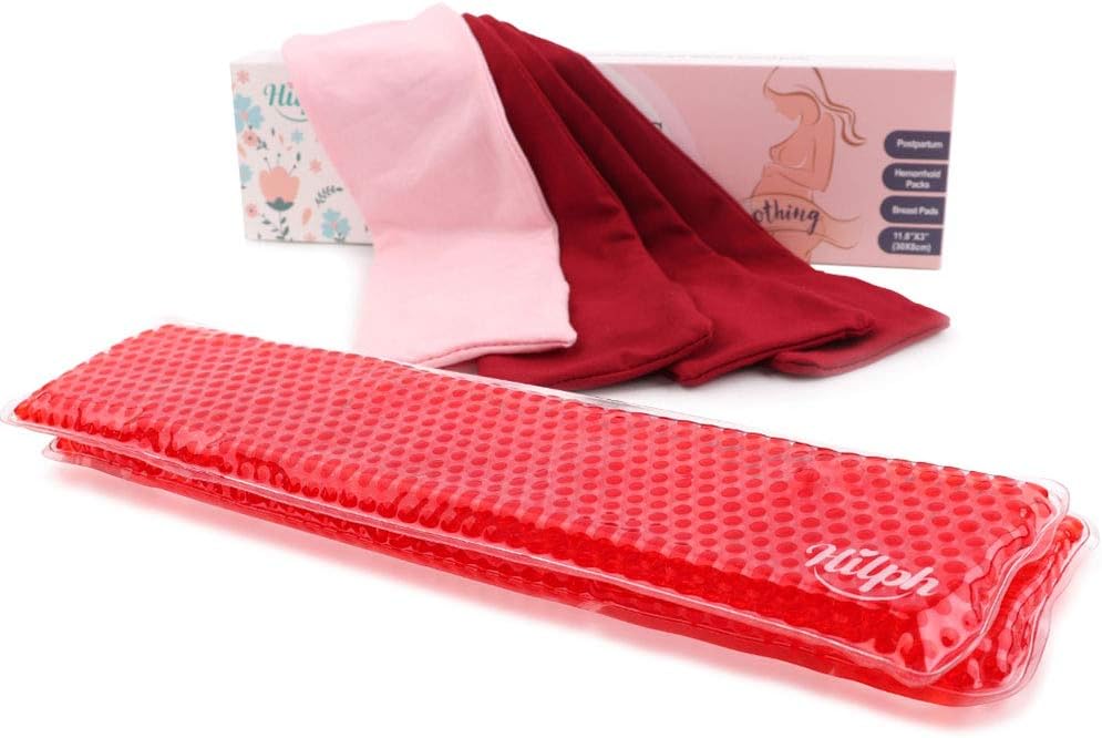 Hilph 2 Perineal Ice & Cold Paks with 4 Washable Sleeves for Postpartum Cooling Maternity Pads Cold Compress Therapy for Vaginal Recovery Haemorrhoids