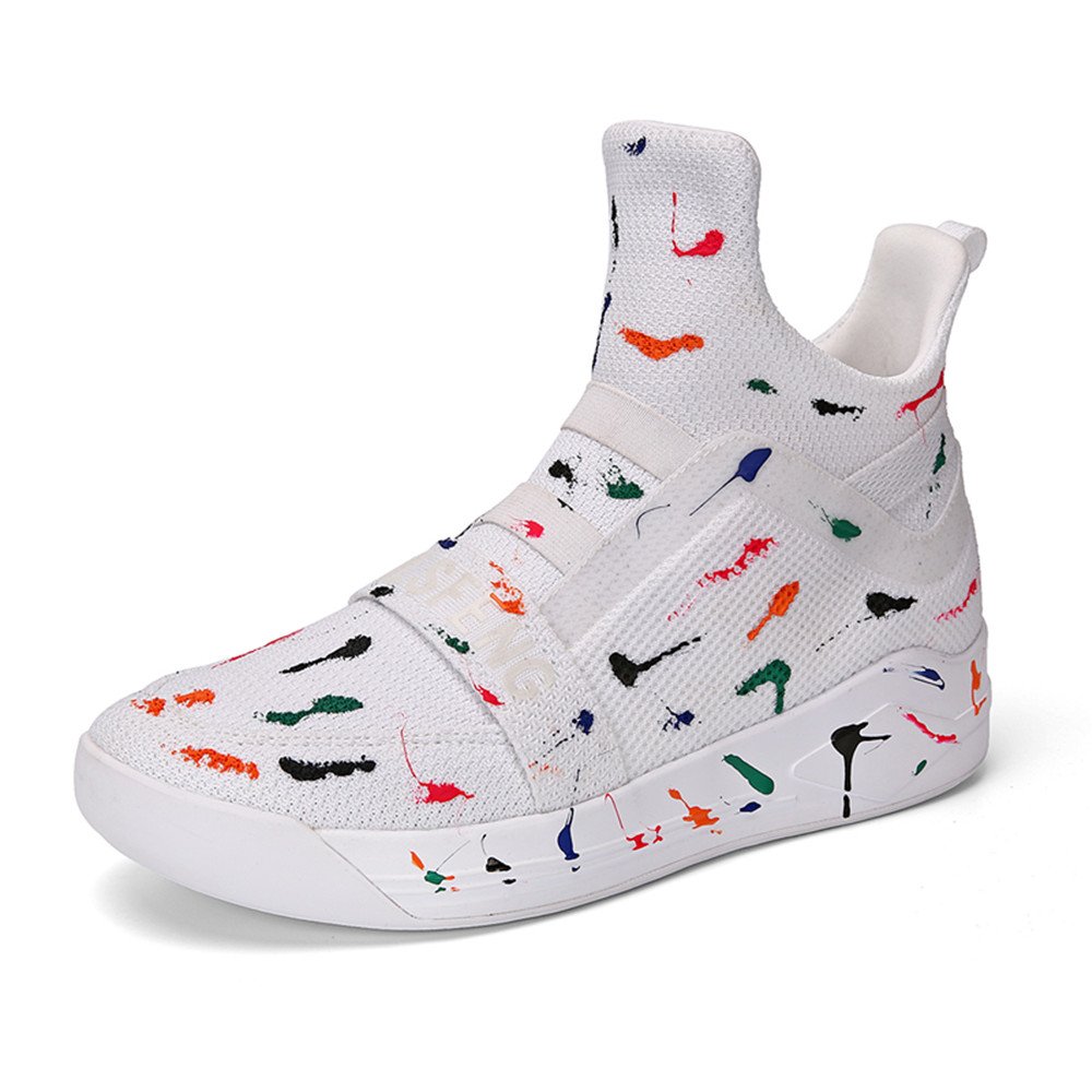 Soulsfeng White High Top Shoes Casual Mesh Sneakers(Men 10 D(M) US=EUR44=UK9)