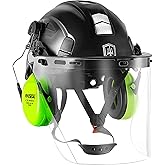 GREEN DEVIL Forestry Safety Helmet Chainsaw Helmet with Face Shield and Ear Muffs 3 in 1 Forestry Hard Hat …