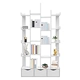 LOHISHILO 5 Tier Bookshelf Tall Bookcase Storage