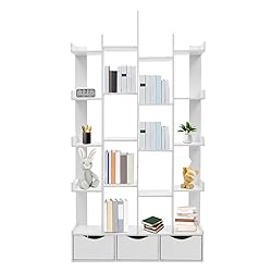 LOHISHILO 5 Tier Bookshelf Tall Bookcase Storage