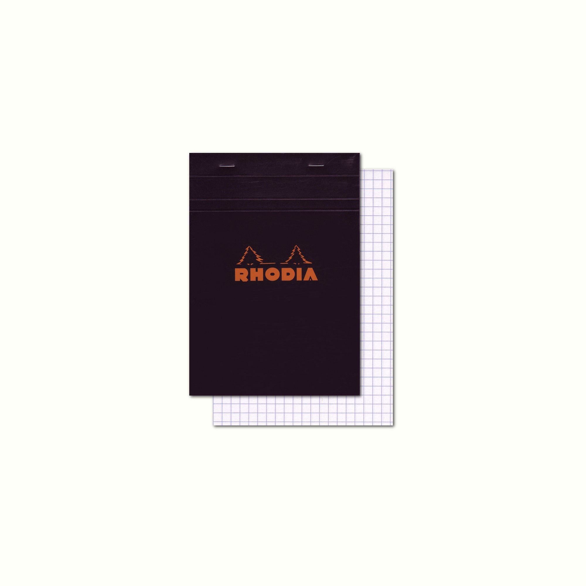 RHODIA 122009C - Stapled Notepad N°12 Black - 8.5x12 cm - Small Squares - 80 Detachable Sheets - White Clairefontaine Paper 80 g/m - Soft and Resistant Coated Card Cover - Basics