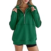 Women's Half Zip Sweatshirts Fleece Stand Collar Long Sleeve Thumb Hole Oversized Pullovers with Pockets