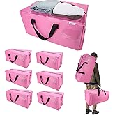 FASTORS 6-Pack Moving Bags,Heavy Duty Large Storage Bags with Zippers & Backpack Straps,Space Saver Bags are Packing Supplies for Moving & Travel,Alternative to Moving Boxes(Pink)