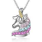 AOBOCO Sterling Silver Unicorn Necklace, Unicorn Jewelry Birthday Gifts for Her Women