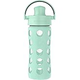Lifefactory 16-Ounce Glass Water Bottle with Active Flip Cap and Protective Silicone Sleeve, Mint