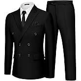 MAGE MALE Men's 2 Piece Suit Elegant Solid Double Breasted Slim Fit Tuxedo Suit with Blazer and Pants