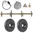 ZXTDR 1" Rear Live Axle Kit with 6" Tubeless Wheels Tires Rim and Chain Sprocket Brake Master Cylinder for Go Kart Quad Trike Golf Carts