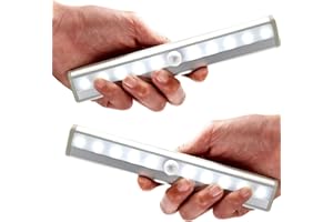 AUTIDEFY 10LEDs Outdoor Sensor Step Light,2 Pack RV Sensor LED Closet Light,Stick-On Anywhere Magnetic Night Strip Light for Flight of Steps,Closets,Cabinets,Hallways,Bathrooms,Car Trunks(Cold White)
