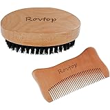 Rovtop Beard Brush and Comb for Men, Boar Bristles Beard Brush and 1 Comb for Hair and Beard Styling
