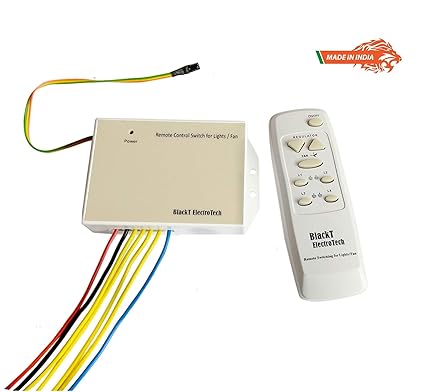 Blackt Electrotech BT-20DD Wireless Remote Control Switch System with Speed Regulation for 4 Lights and 1 Fan (White)