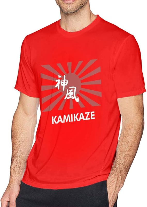 Amazon 大きいサイズ メンズ Tシャツ 半袖 旭日旗 神風 駆逐艦 プリント コットン 吸汗速乾 透けない インナーシャツ クルーネック ファッション プレゼント Tシャツ カットソー 通販