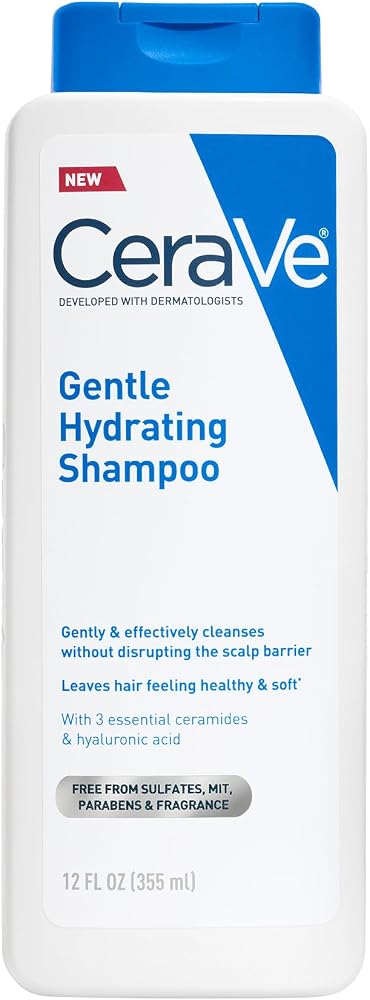 CeraVe Gentle Hydrating Shampoo with Hyaluronic Acid for Hair & Scalp, 12oz | Leaves Hair and Scalp Soft and Healthy-Looking