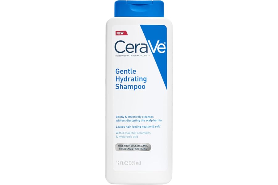 CeraVe Gentle Hydrating Shampoo, With Ceramides, Niacinamide & Hyaluronic Acid For Soft, Healthy Looking Hair & Scalp, Sulfate Free & Color Safe Shampoo, For All Hair Types, 12 Oz
