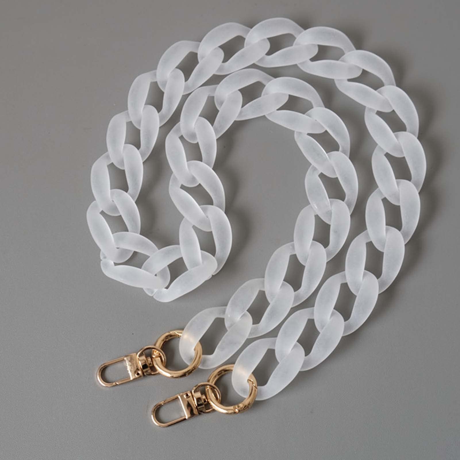 KMERCE Handbag Chain Strap White Acrylic, bag chain Strap for Handbag, Replacement Purse Strap for Bag, Acrylic mobile phone chain, wallet chain, Width 2.5cm, Length 85cm