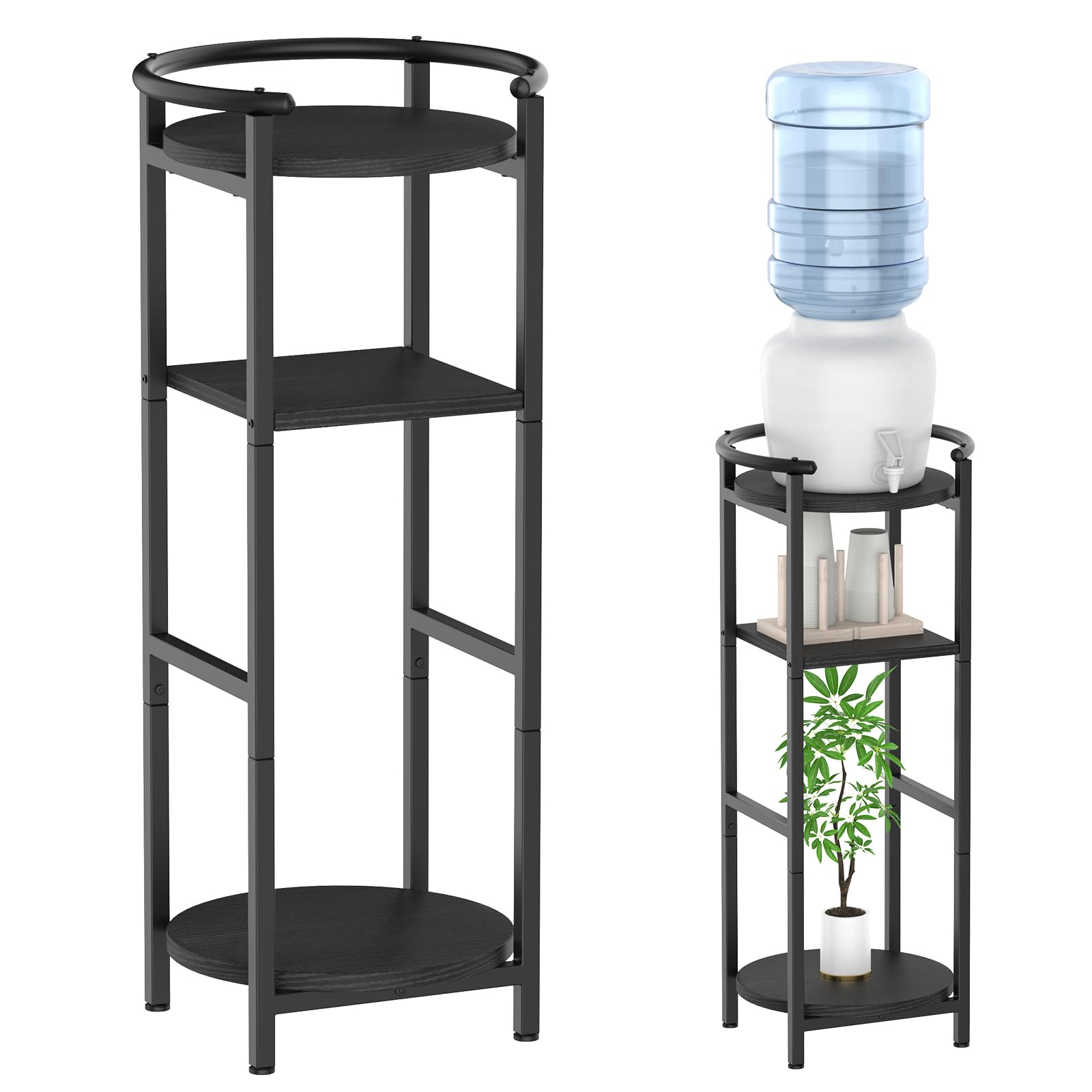 Photo 1 of **FOR PARTS ONLY/ DAMAGED PIECES*** NOVIMANGO Water Dispenser Floor Stand, Water Jug Stand for 1-5 Gallon, Sturdy Water Stand with Shelves, 3 Tier Water Dispenser Storage(36.5" H-11.8" W),Water Jug and Plant Stand
