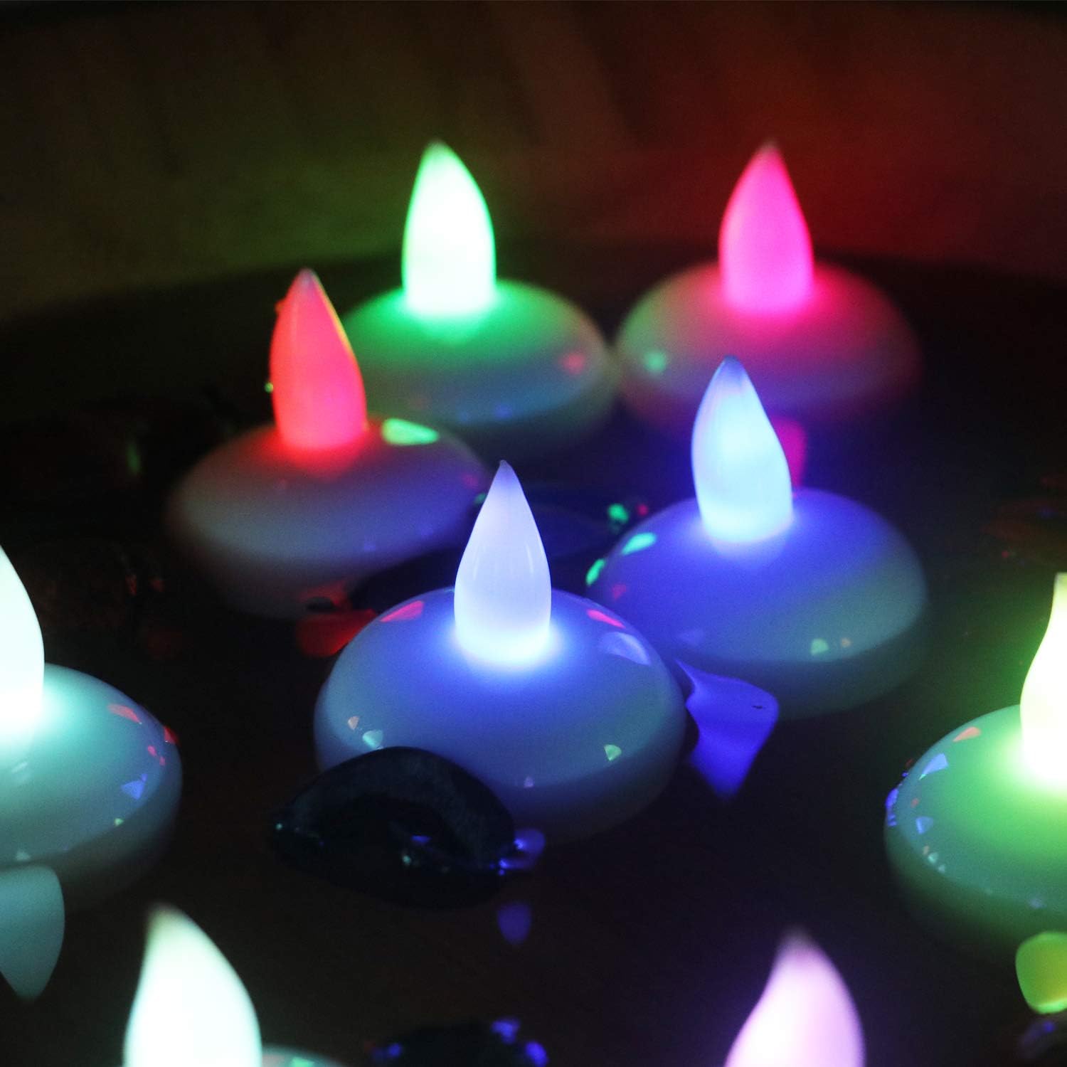 Set of 12 Waterproof Floating Candles LED TeaLights,Multi-Color Changing Light for Wedding Party Centerpieces, Batteries…