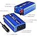 Aickar 300W Car Power Inverter, DC 12V to AC 110V Dual AC Outlets + Dual 2.4A/24W USB Ports with Smart Fan Built-in - Blue