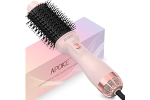 APOKE One Step Hair Dryer Brush Hot Air Stylers and Volumizer, Lightweight Hairdryer Heated Air Brush for Drying Straightening Curling Volumizing Hair (Pink)