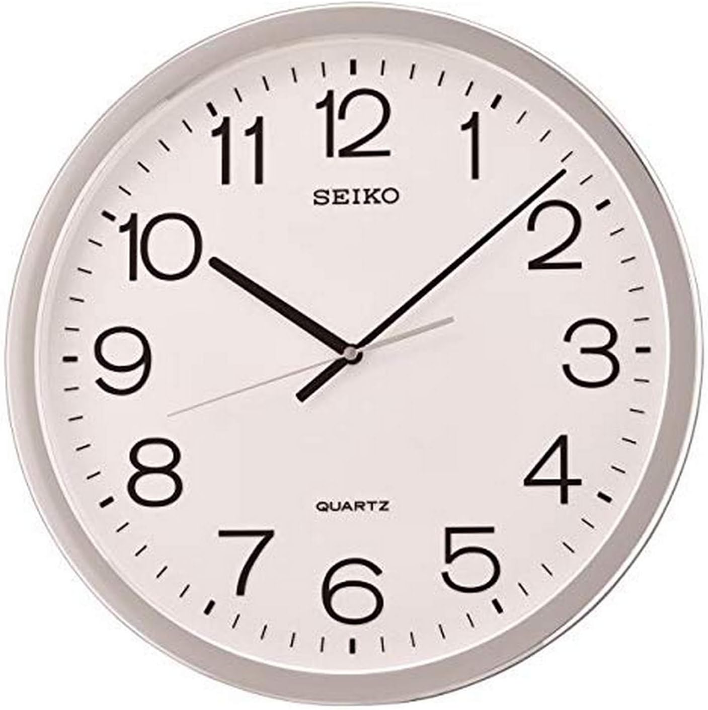 Seiko Classic Numbered Wall Clock with Quiet Sweep, Silver Wall Clocks