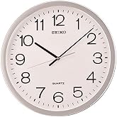 SEIKO QXA014SLH Office Classic Non Ticking Wall Clock, Silver, 16 Inch