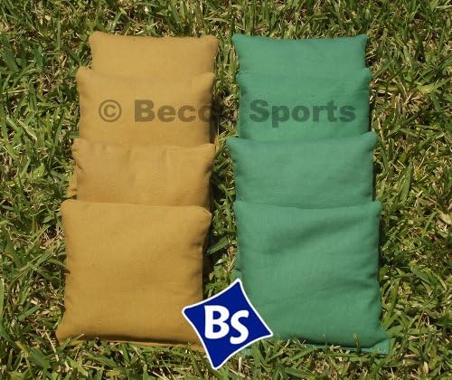 Weather Resistant Cornhole Bags Set - 4 Kelly Green & 4 Gold (Dark Gold)