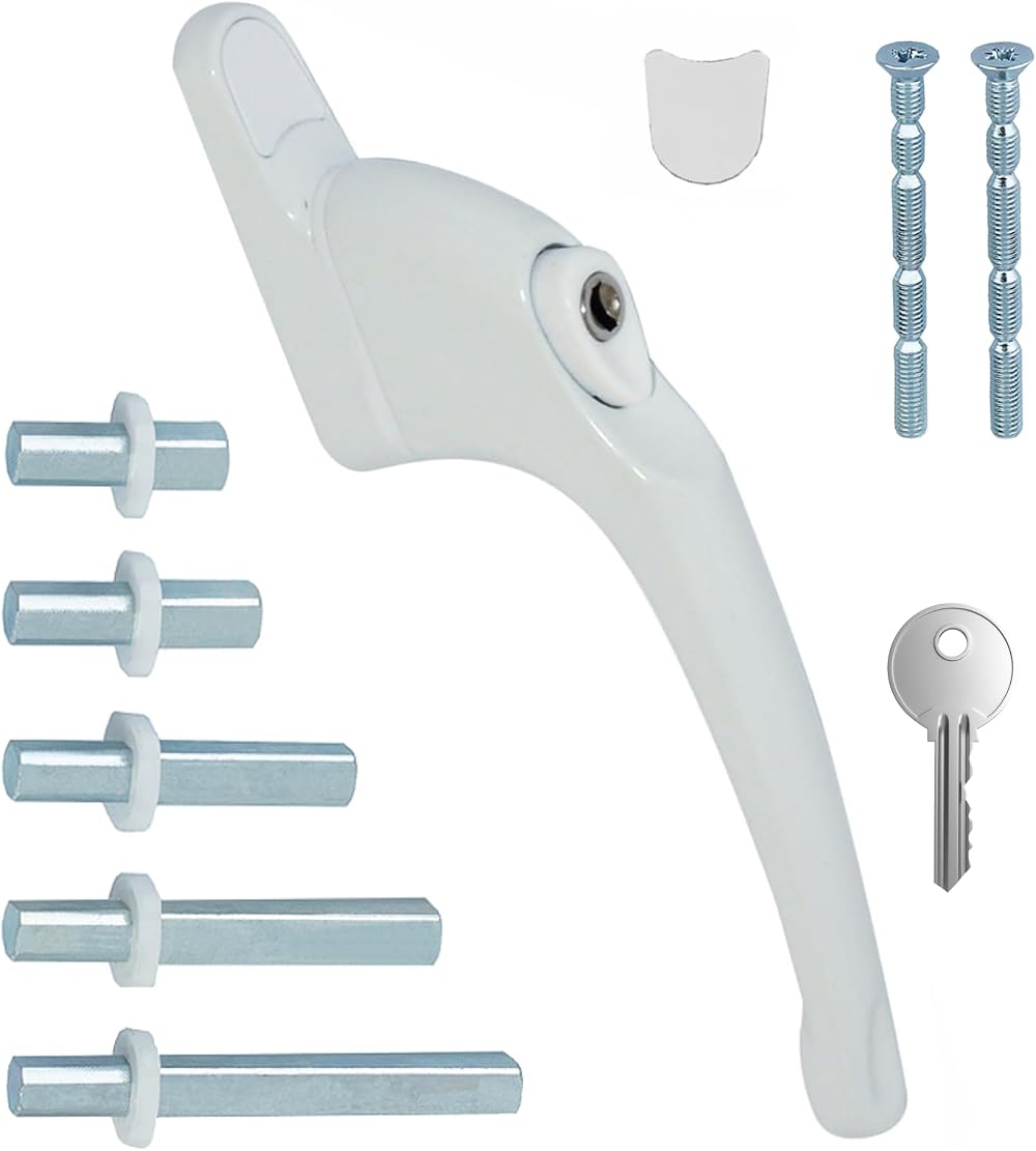 FixRello PVC Window Handles for uPVC Windows White with Button