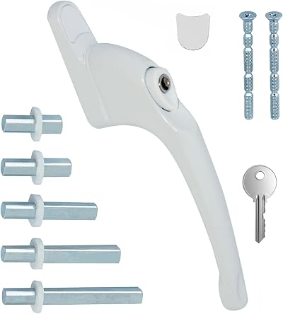 FixRello PVC Window Handles for uPVC Windows White with Button