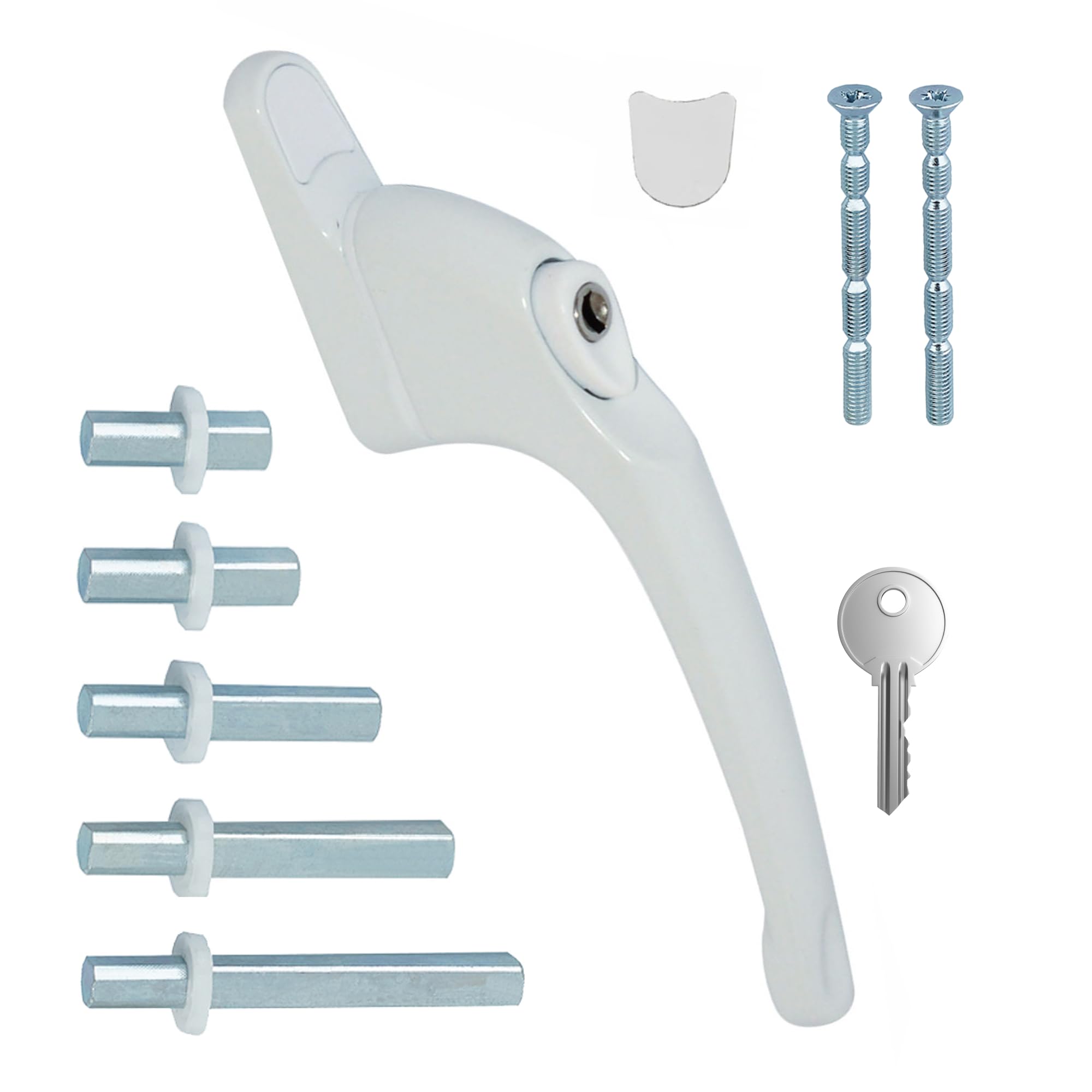 FixRello PVC Window Handles for uPVC Windows - Handle for uPVC Windows and Double Glazing (1, White w/White Button)