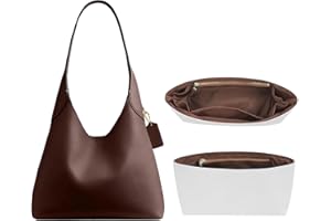 OAikor Purse Organizer Insert Compatible with Coach Brooklyn Shoulder Bag 28,Upgraded Lightweight Water-Resistant Dupontpaper Bag inner Shaper for Luxury Hobo Bags(28, Reddish-Brown)