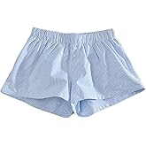 SHENHE Girl's Summer Striped Elastic High Waisted Vacation Casual Y2k Boxer Shorts