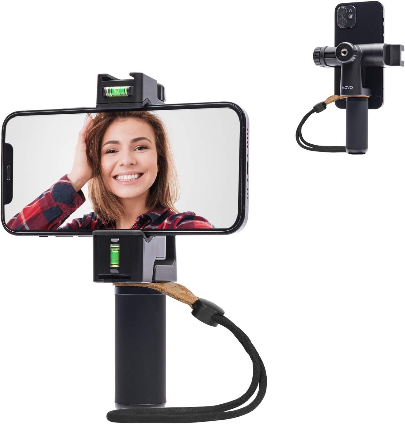 Movo PR-3 Rotating Smartphone Grip Handle Rig with Vertical and Horizonal Positions, Wrist Strap, Tripod Mount