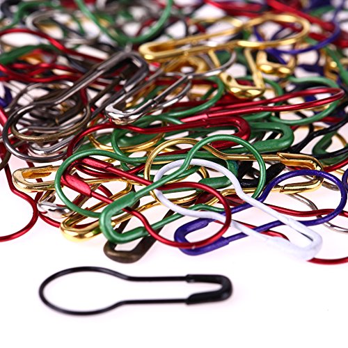 100 pcs / box Mixed Multi Color Safety Pins Calabash Gourd Shape Safety Pin Markers Pins Craft Sewing Knitting Stitch Holder Accessories DIY Ideas