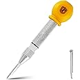 MulWark 5" Spring-Loaded Automatic Steel Center Hole Punch Marker Scriber For Wood, Metal, Plastic, Car Window Puncher Breaker Tool-With Palm Cushion Cap, Adjustable Impact-A Replacement Tip Included