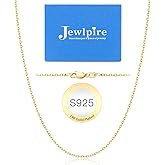 Jewlpire 14K Plated Gold 925 Sterling Silver Chain Necklace for Women, 1.1mm 1.3mm Cable Chain Necklace Comfortable Women's Chain Necklaces 14 16 18 20 22 24 26 Inch