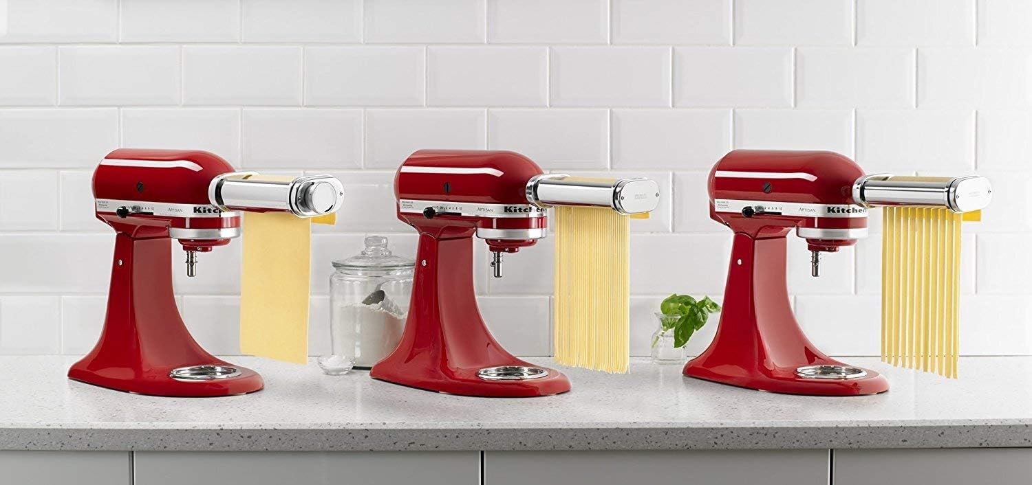 KitchenAid RKSMPRA 3-Piece Pasta Roller & Cutter Attachment Set (Renewed)