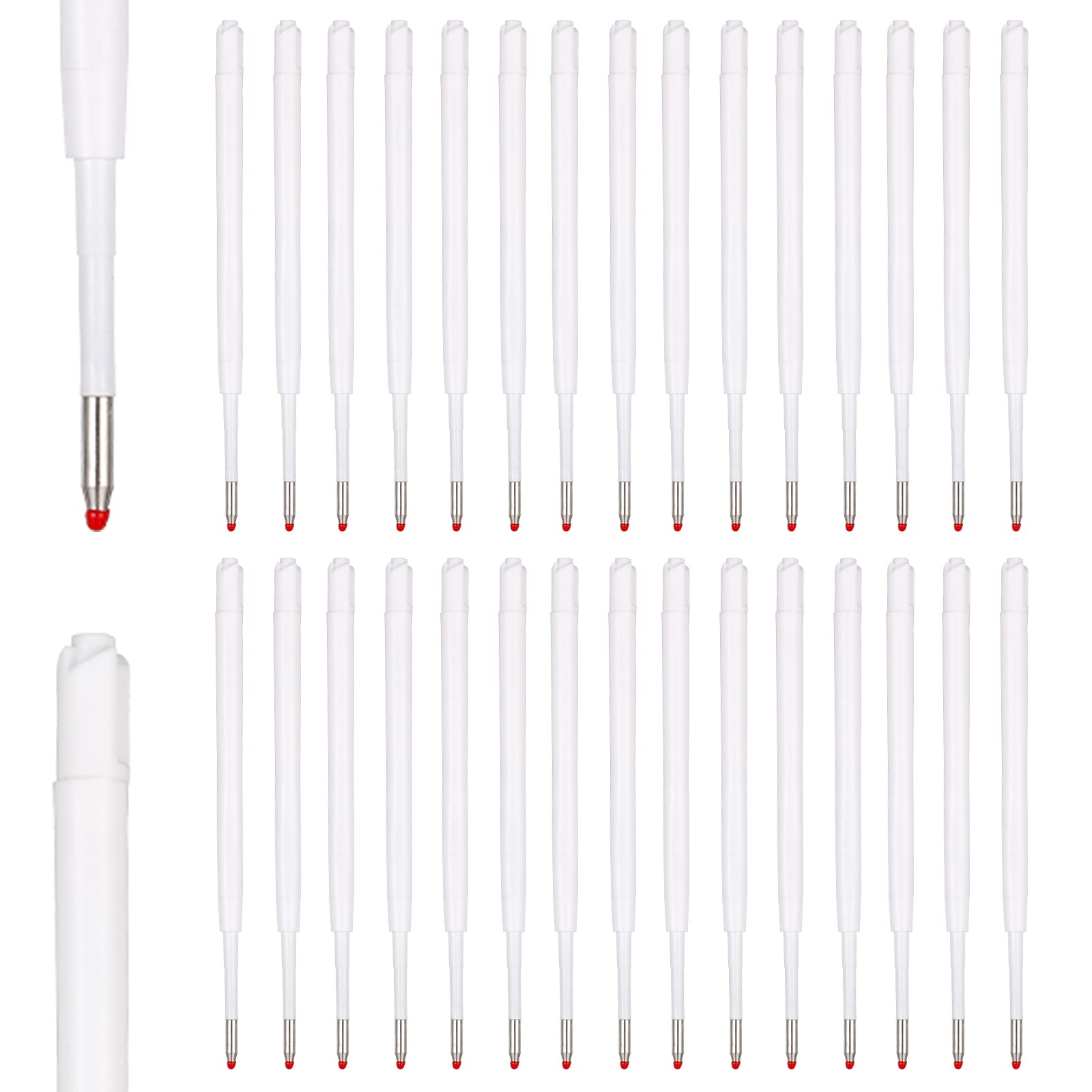 30 Metal Ballpoint Pen Refills with Spring Smooth Writing - Retractable Pen Refills Black Ballpoint, 1mm Black Ink