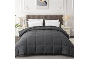 MATBEBY California King Comforter Duvet Insert - All Season Dark Grey Comforters Cal King - Quilted Down Alternative Bedding Comforter with Corner Tabs - Winter Summer Fluffy Soft - Machine Washable