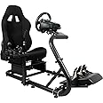 Marada Racing Sim Cockpit with Black Seat Fit for Logitech/Thrustmaster/Fanatec/PXN G29, Adjustable Gaming Simulator Stand, Wheel,Pedal & Shifter Not Include