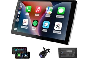 Haudio 9 inch Double Din Android car Stereo(RAM4GB+ROM64GB) for Apple Carplay and Android Auto,Car Radio with Rear Camera,HD Touch Screen,Support Voice Assistant,G0ogle,AUX,FM/AM,GPS,Mirror Link