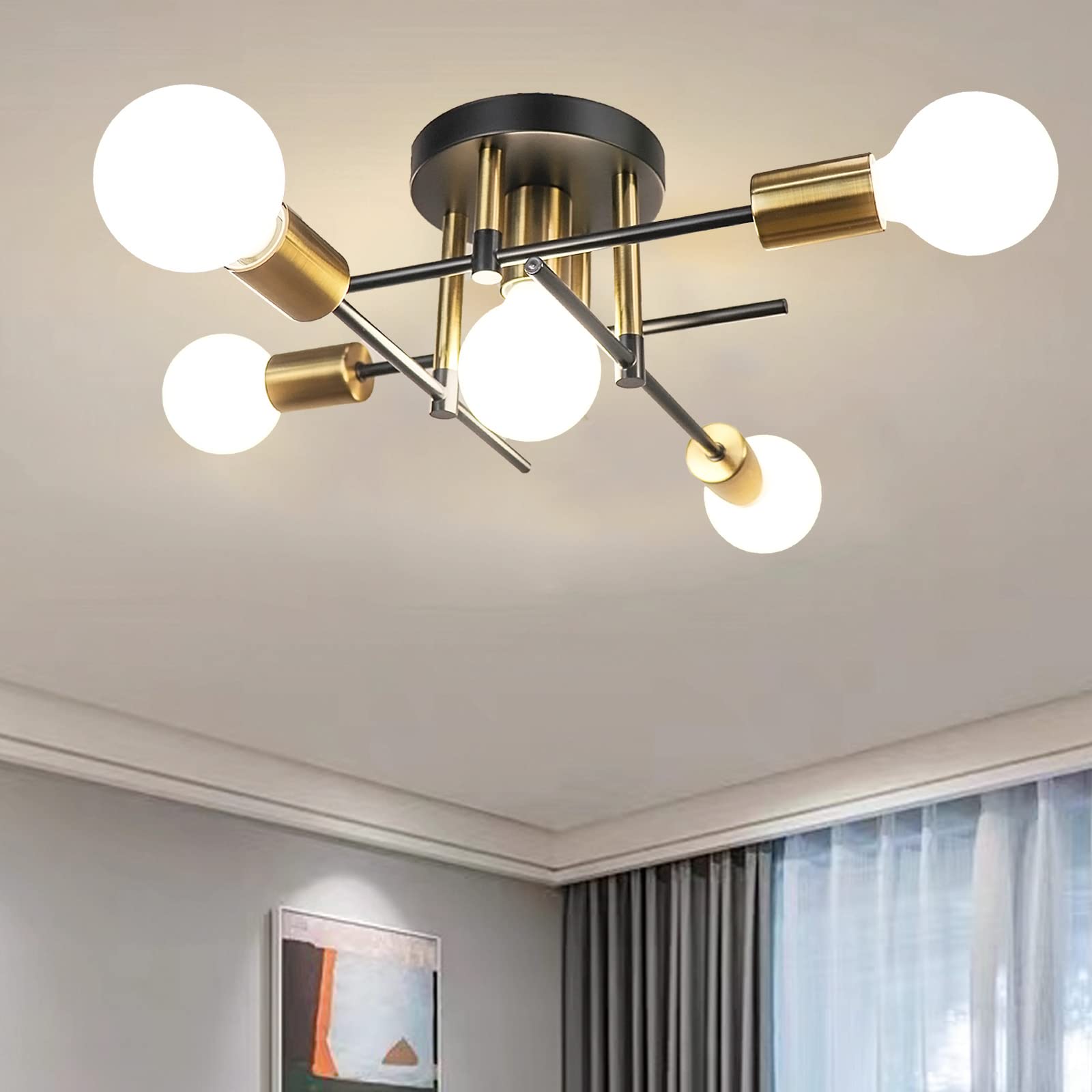 Hudi Fyier Modern Chandelier - 5 Light Industrial Vintage Style Ceiling Light for Bedroom, Kitchen, Dining Room, Loft, Office — image 1