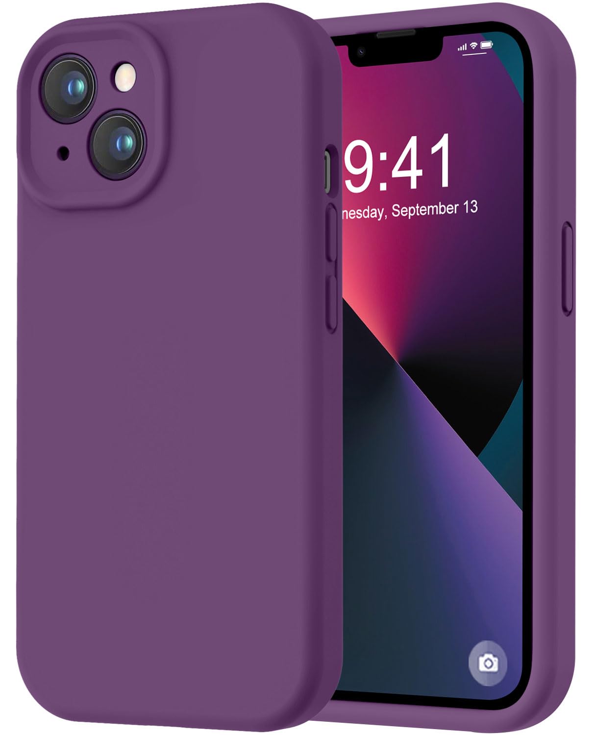 Photo 1 of LOVE 3000 Designed for iPhone 13 Case, Premium Silicone with [Camera Protection] [Soft Anti-Scratch Microfiber Lining] Shockproof Protective Phone Case for iPhone 13 Women Men Girls 6.1", Grape