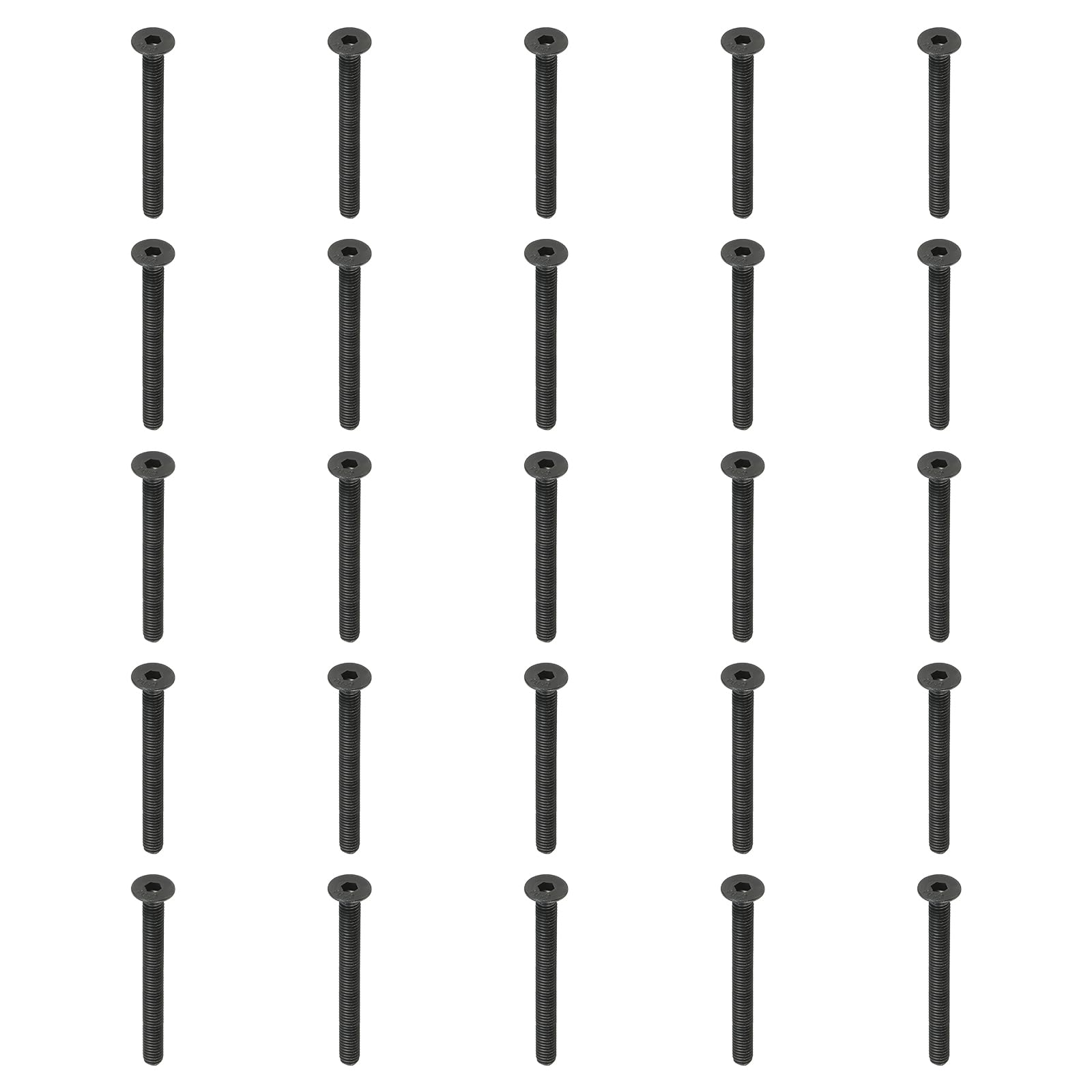 PATIKIL M6 x 55 mm Flat Head Socket Cap Screws, 20 Pack Flat Countersunk Bolts Medium Carbon Steel Hex Socket Drive Machine Screws Full Thread Black Oxide Grade 10.9