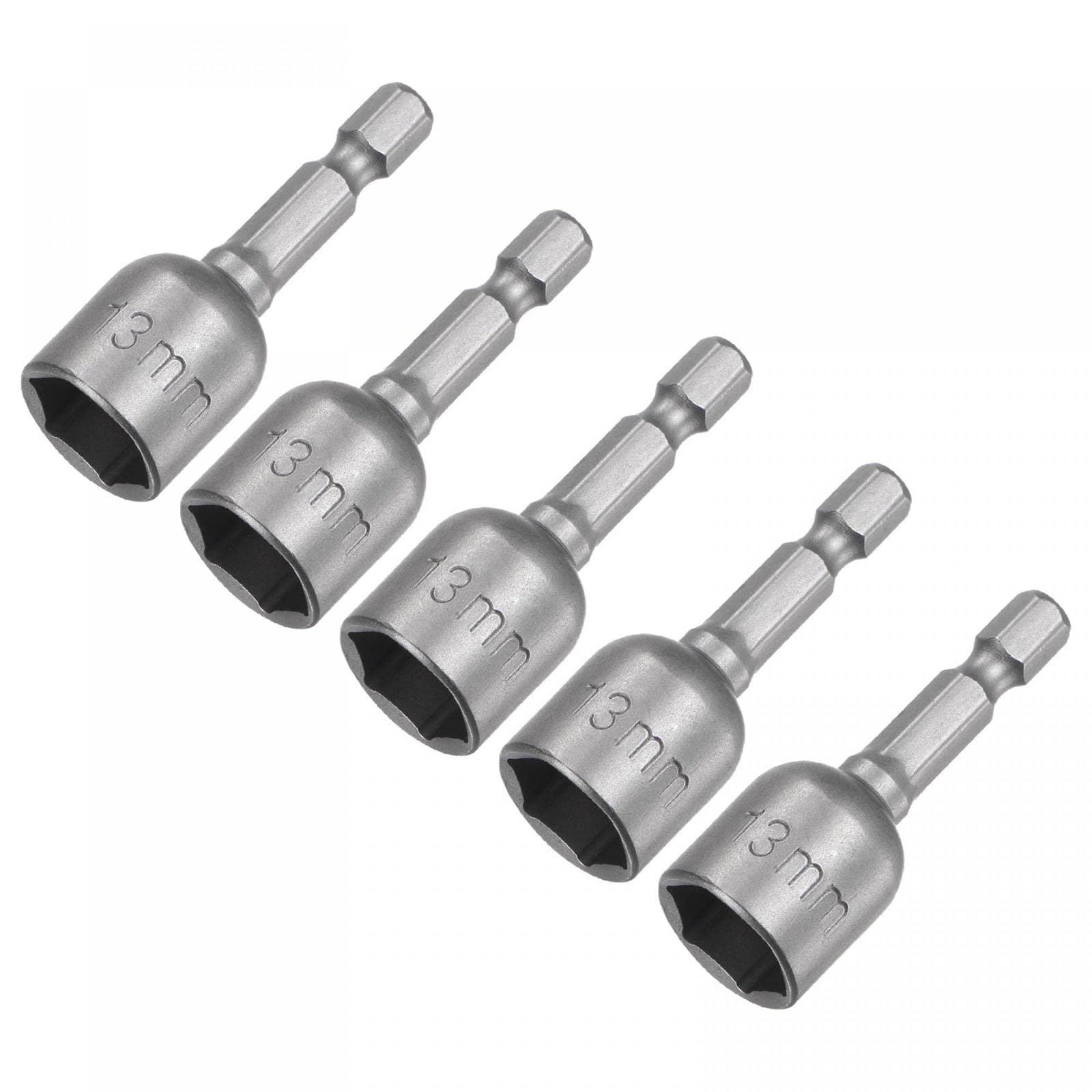TA-VIGOR 5Pcs 13mm Magnetic Nut Setter Driver Drill Bit Set, 1/4 inch Hex Shank Quick Change, 48mm Length Metric Nut Driver Set for Woodworking, Machine Maintenance, Auto Repairing, Furnitures