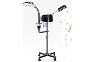 HYTOBP Professional Facial Steamer on Wheels, Black Face Steamer for Facial Deep Cleaning, is an Ionic Facial Steamer for Esthetician, Spa, Beauty Clinic, Home Use Facial Steamer (with Lamp-Black)