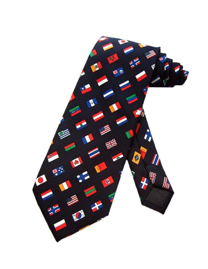 Men's Navy Blue United Nations Flags Countries Necktie Neck Tie