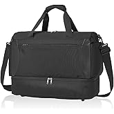 seyfocnia Gym Duffel Bag with Shoe Compartment, Lightweight Travel Bag for Men Women Carry On Overnight Bag Weekender Bag for Workout Sport-Black