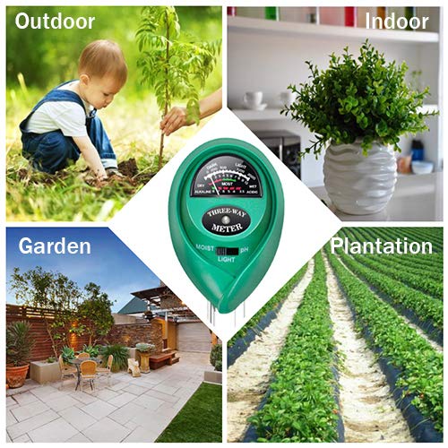 Hofun Soil pH Meter, 3-in-1 Soil Moisture/Light/pH Tester Gardening Tool Kits for Plant Care, Great for Garden, Lawn, Farm, Indoor & Outdoor Use